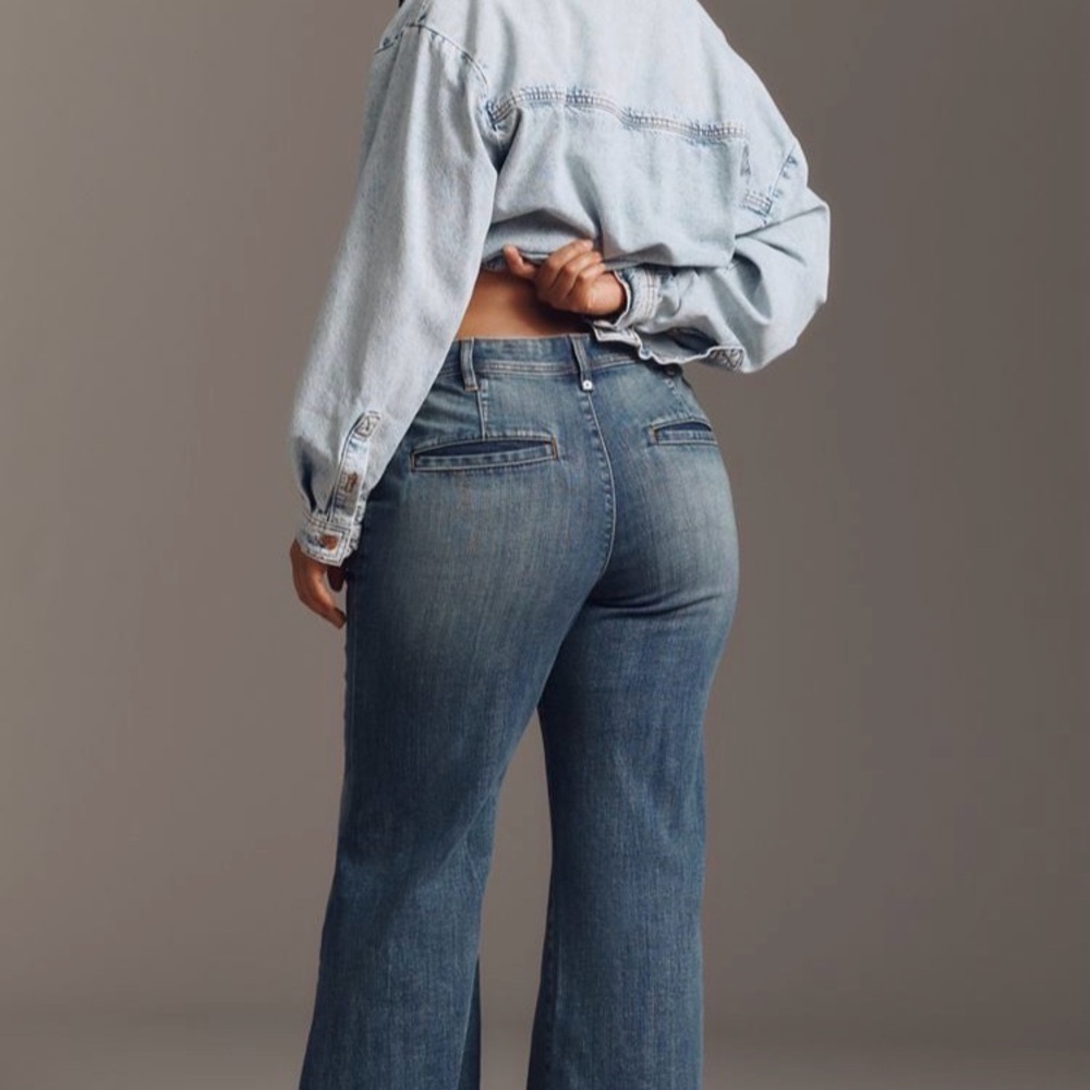 Anthropologie Pilcro Biker Wash Blue Flare Jeans
